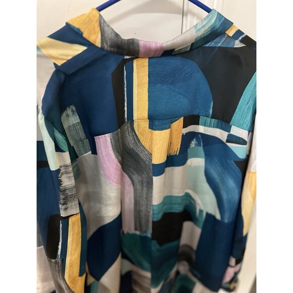 Chicos Woman’s XL 16/18 Abstract Print Button Front Long Sleeve Top Tunic Art - Picture 5 of 12